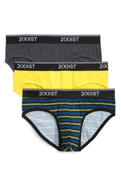 Shop 2(x)ist 3-pack No-show Briefs In Lapis/ Black/charcoal/ Yellow