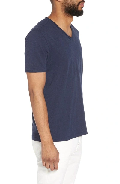 Shop John Varvatos Slim Fit Slubbed V-neck T-shirt In Oiled Blue