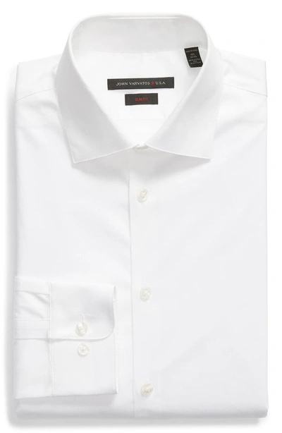Shop John Varvatos Slim Fit Stretch Solid Dress Shirt In White