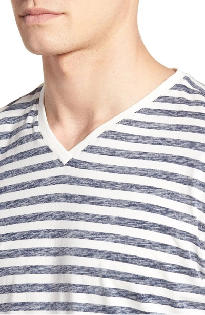 Shop Daniel Buchler Reverse Stripe T-shirt In Navy Stripe