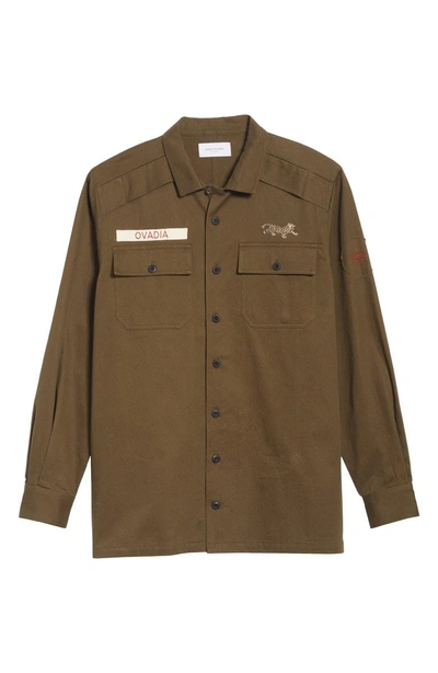 Shop Ovadia & Sons Military Woven Shirt In Army