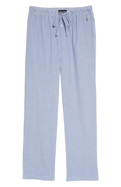 Shop Polo Ralph Lauren Seersucker Pajama Pants In Blue Seersucker/ White