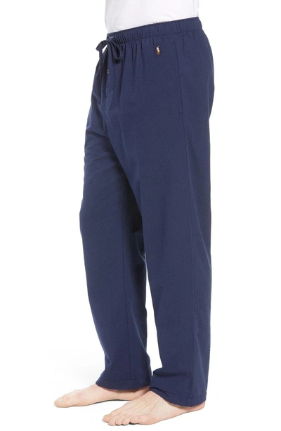 Shop Polo Ralph Lauren Seersucker Pajama Pants In Navy Seersucker