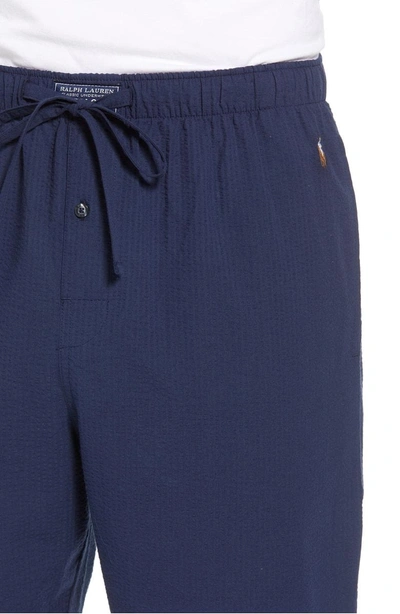 Shop Polo Ralph Lauren Seersucker Pajama Pants In Navy Seersucker