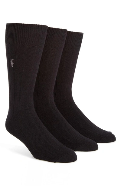 Shop Polo Ralph Lauren 3-pack Crew Socks In Black