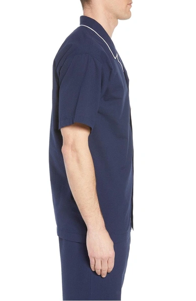 Shop Polo Ralph Lauren Seersucker Pajama Shirt In Navy Seersucker