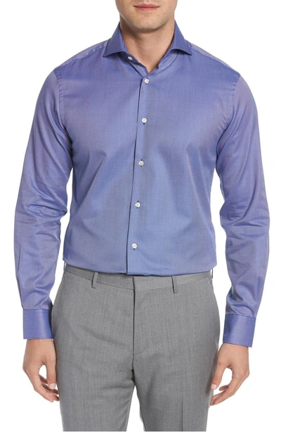 Ike Behar Regular Fit Solid Dress Shirt In Dark Blue | ModeSens