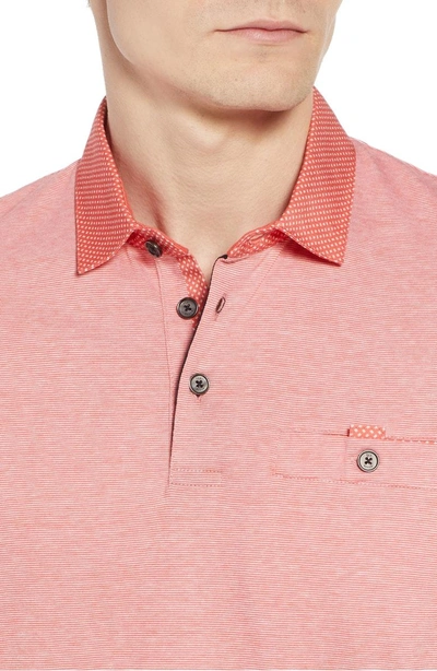 Shop Ted Baker Lental Trim Fit Polo In Coral