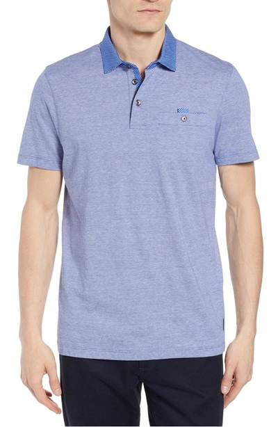 Shop Ted Baker Lental Trim Fit Polo In Bright Blue