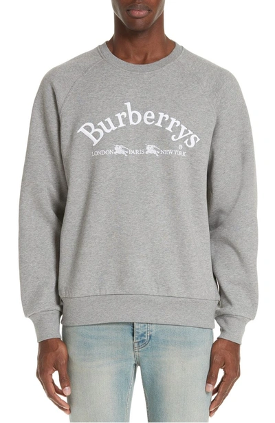 Shop Burberry Battarni City Logo Sweatshirt In Pale Grey Melange