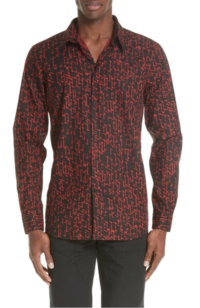 Shop Givenchy Cat Scratch Print Sport Shirt In Red