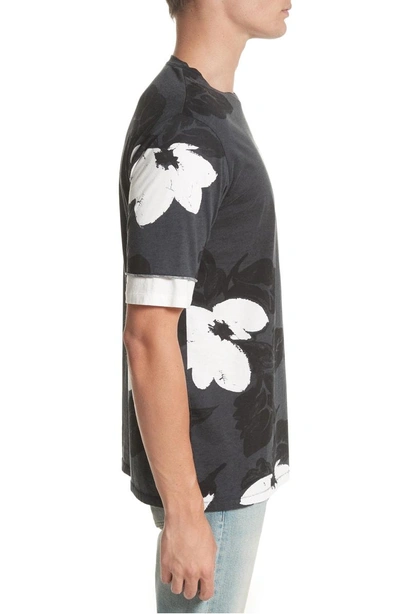 Shop Again Double Sleeve Floral T-shirt In Soft Black