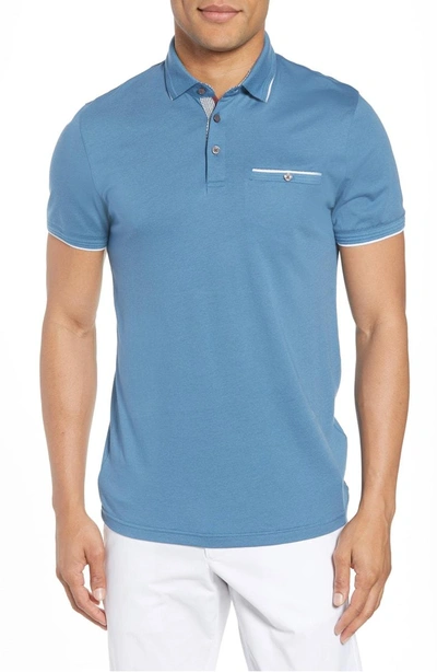 Shop Ted Baker Derry Modern Slim Fit Polo In Blue