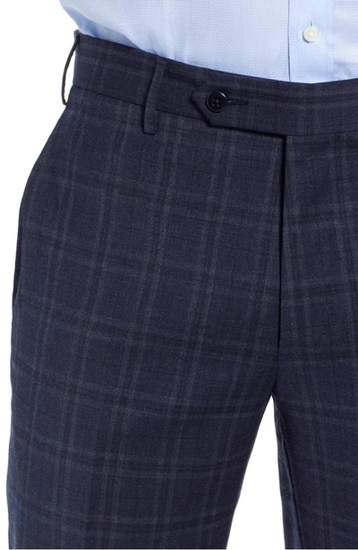 Shop Zanella Parker Plaid Stretch Trousers In Navy