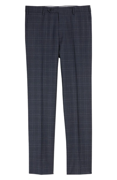 Shop Zanella Parker Plaid Stretch Trousers In Navy