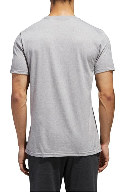 Shop Adidas Originals Slim Fit Soccer Graphic T-shirt In Medium Grey Heather/navy