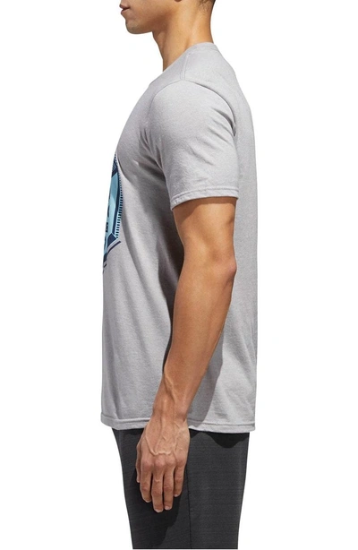 Shop Adidas Originals Slim Fit Soccer Graphic T-shirt In Medium Grey Heather/navy