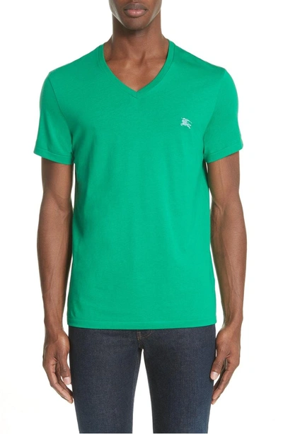 Shop Burberry Jadford V-neck T-shirt In Bright Green