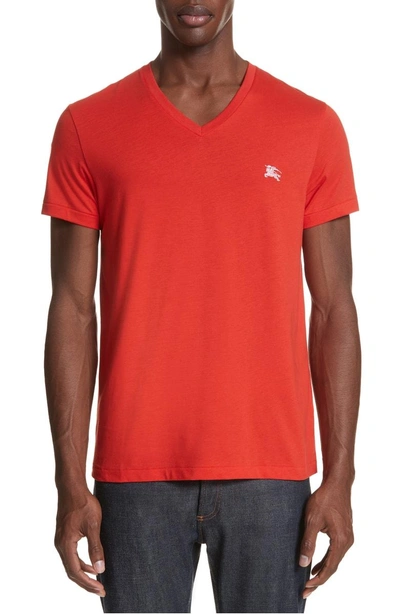 Shop Burberry Jadford V-neck T-shirt In Bright Red