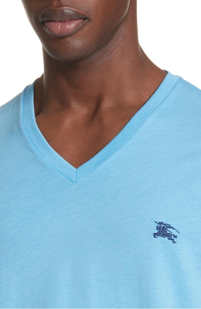 Shop Burberry Jadford V-neck T-shirt In Blue Topaz