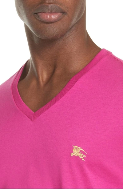 Shop Burberry Jadford V-neck T-shirt In Bright Pink