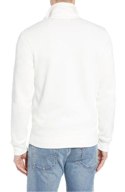 Shop Lacoste Quarter Zip Cotton Interlock Sweatshirt In Flour/ White