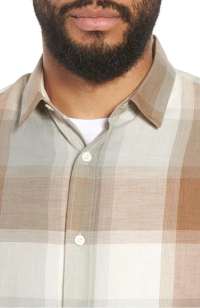 Shop Vince Classic Fit Plaid Sport Shirt In Sand