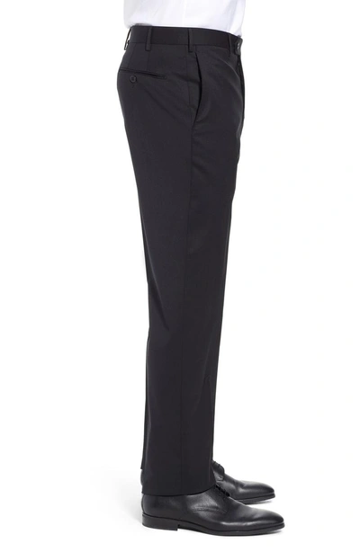 Shop Zanella Parker Flat Front Stretch Wool Trousers In Black