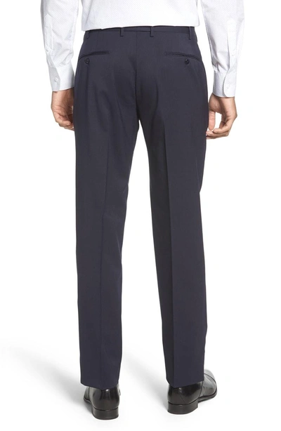 Shop Zanella Parker Flat Front Stretch Wool Trousers In Navy