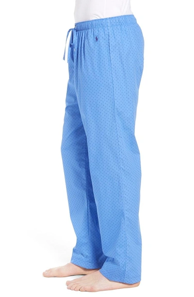 Shop Polo Ralph Lauren Dot Cotton Pajama Pants In Harbour Island Blue/ Navy
