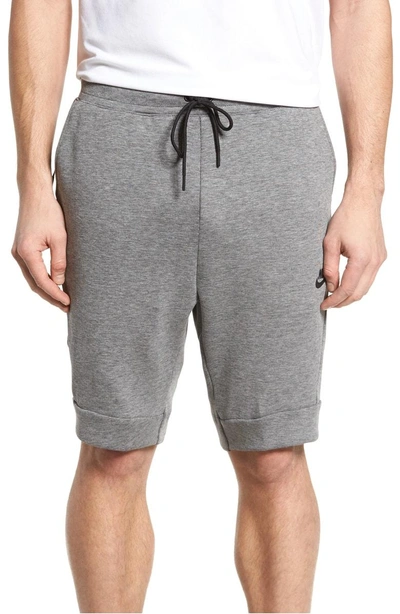 Shop Nike Nsw Tech Fleece Shorts In Carbon Heather/ Black