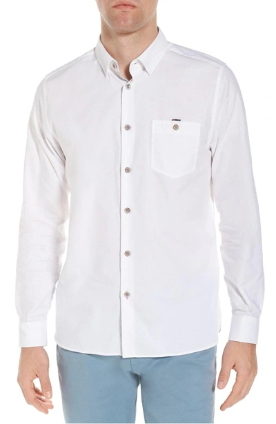 Shop Ted Baker Slim Fit Textured Sport Shirt In White