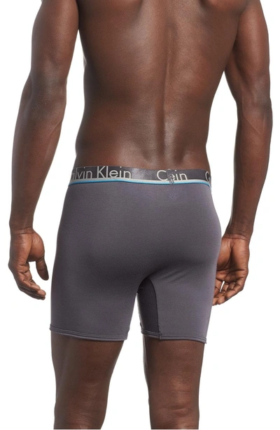Shop Calvin Klein 3-pack Comfort Microfiber Boxer Briefs In Navy/ Grey/ Blue