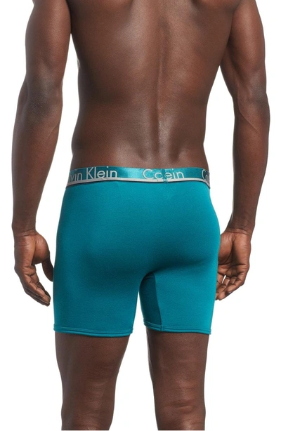 Shop Calvin Klein 3-pack Comfort Microfiber Boxer Briefs In Black/ Gaze/ Sea Green