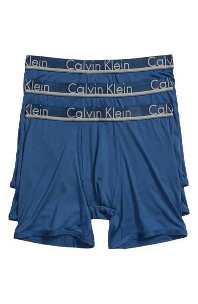 Shop Calvin Klein 3-pack Comfort Microfiber Boxer Briefs In Airforce