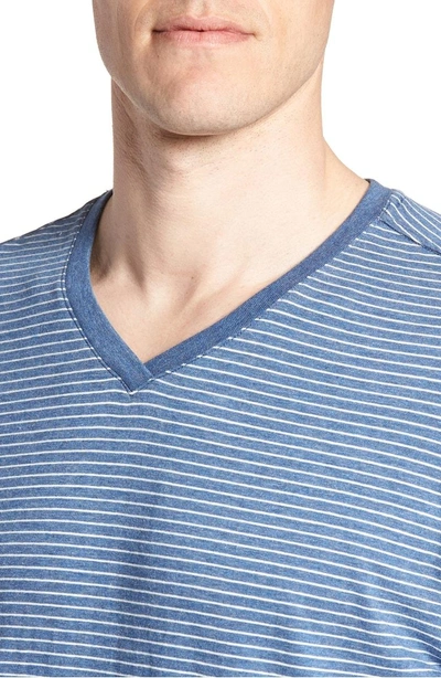 Shop Daniel Buchler Stripe Pima Cotton & Modal V-neck T-shirt In Navy