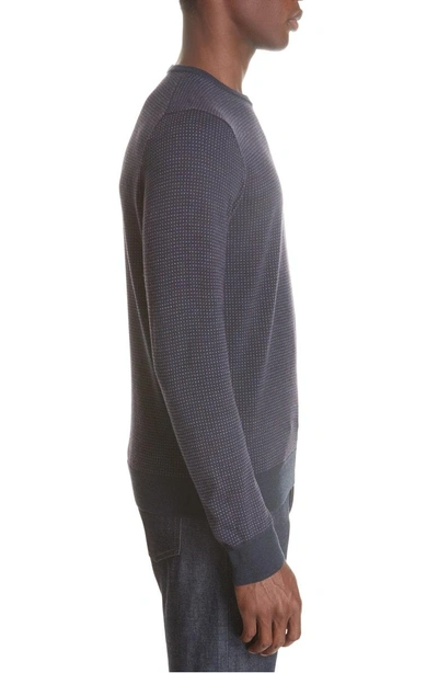 Shop Canali Crewneck Cotton Sweater In Dark Blue