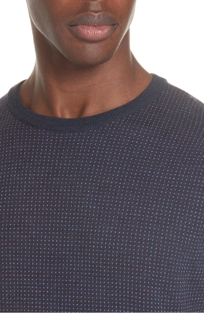 Shop Canali Crewneck Cotton Sweater In Dark Blue