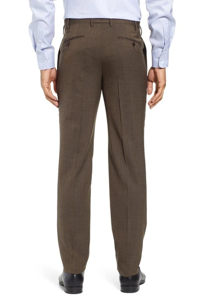 Shop Zanella Curtis Flat Front Stretch Wool Blend Trousers In Tan