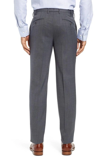 Shop Zanella Curtis Flat Front Stretch Wool Blend Trousers In Charcoal