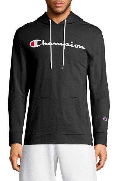 Shop Champion Embroidered Logo Hoodie In Black