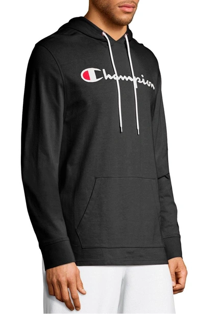 Shop Champion Embroidered Logo Hoodie In Black
