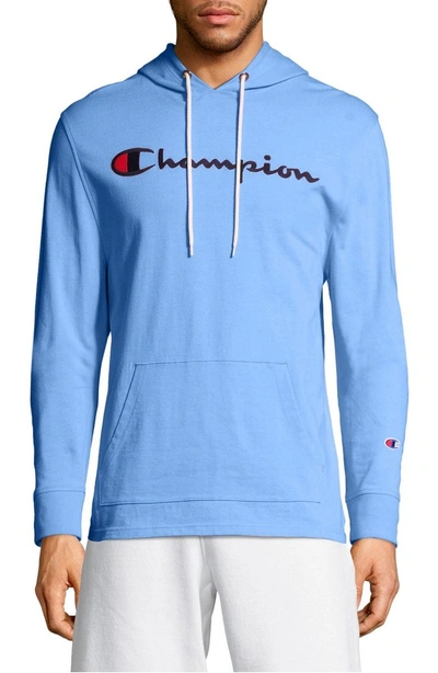 Shop Champion Embroidered Logo Hoodie In Swiss Blue