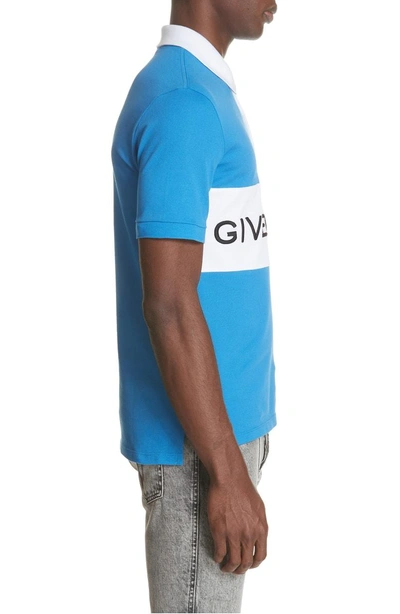 Shop Givenchy Logo Band Pique Polo In Blue