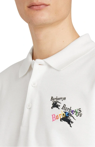 Shop Burberry Burnton Logo Pique Polo In White