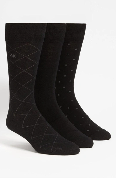 Shop Calvin Klein 3-pack Patterned Socks In Black