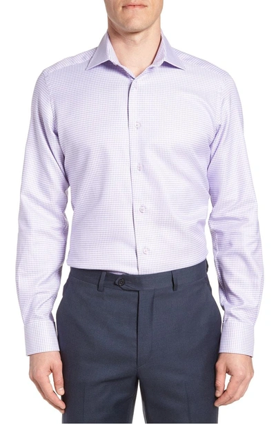 Shop David Donahue Trim Fit Check Dress Shirt In Lilac