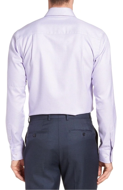 Shop David Donahue Trim Fit Check Dress Shirt In Lilac