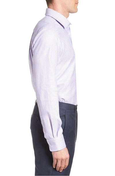 Shop David Donahue Trim Fit Check Dress Shirt In Lilac