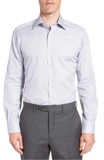 Shop David Donahue Trim Fit Check Dress Shirt In Grey